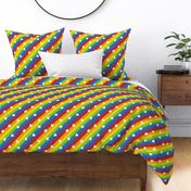 diagonal rainbow stripes with hearts | small