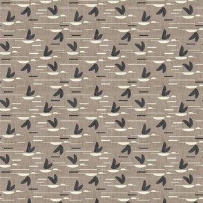 Bauhaus Cranes- Minimalist Abstract Geometric- Warm Neutrals- Greige Ivory Black- Small Scale