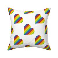 diagonal rainbow hearts on white | small