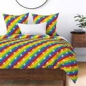 diagonal rainbow stripes with paw prints | medium