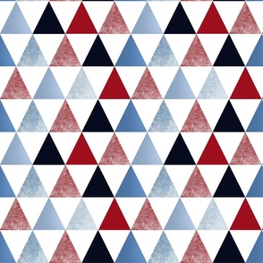 Geometric pattern. Red, blue, black triangles on a white background. 