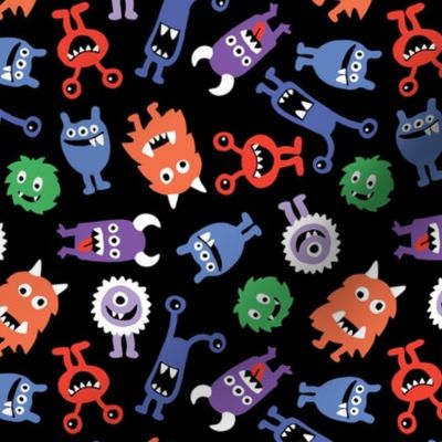 Mad monsters - tossed colorful monster design for kids 