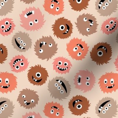 Quirky monsters - kids toys vintage seventies palette blush orange brown on sand 