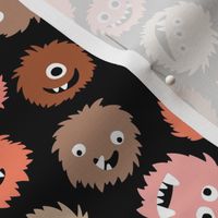 Quirky monsters - kids toys vintage seventies palette blush rust brown on black 