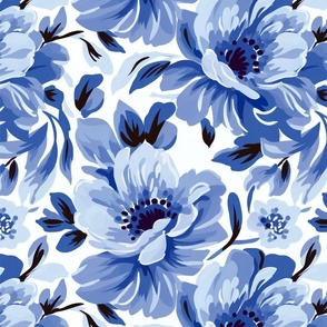 Emmy - Blue and White Floral Pattern