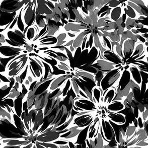 Josie - Black and White Abstract Floral Pattern