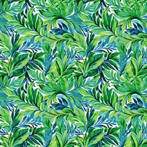 Mariah - Green and Blue Greenery Pattern
