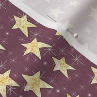 Cozy Stars and Starbursts, Pale Yellow on Orchid Purple