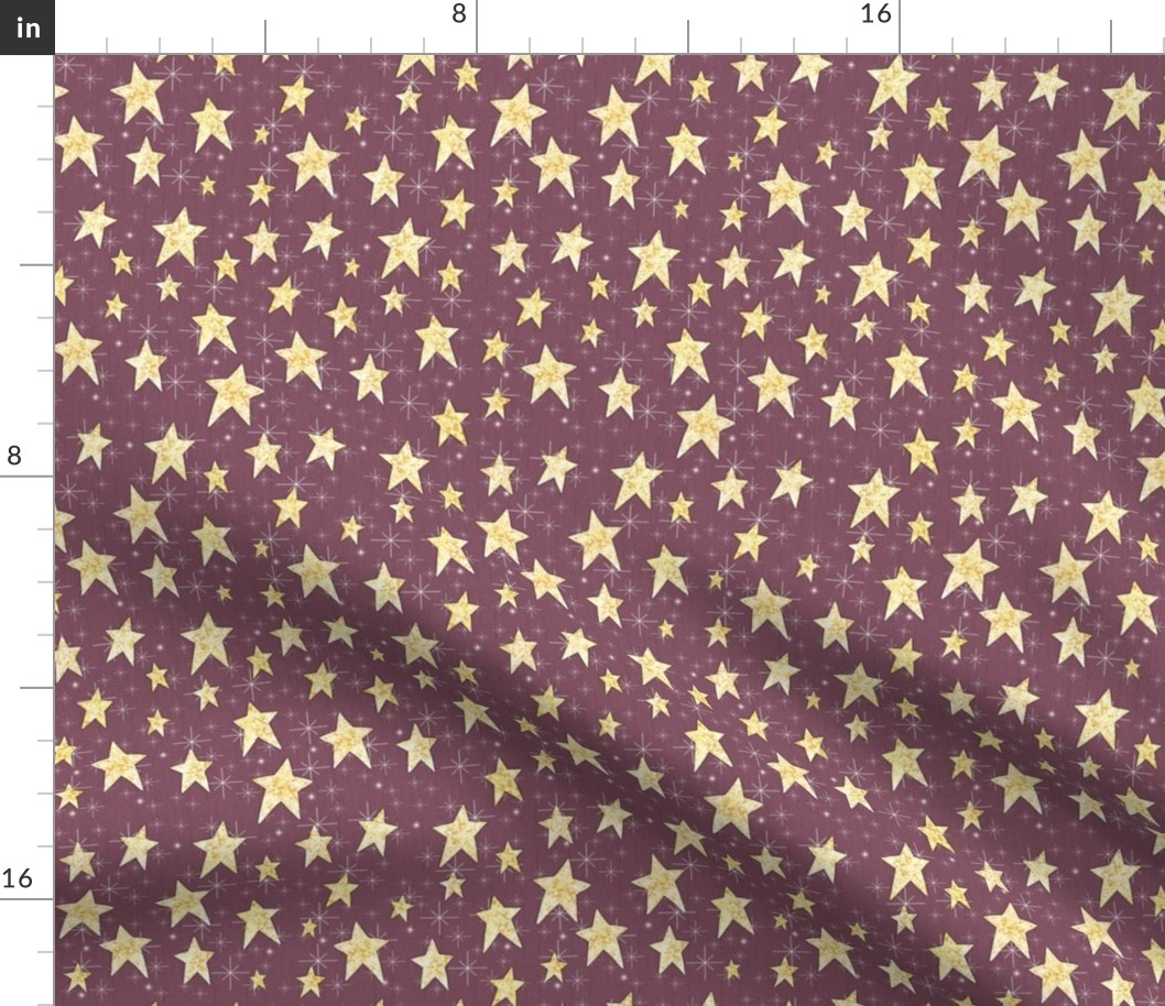Cozy Stars and Starbursts, Pale Yellow on Orchid Purple