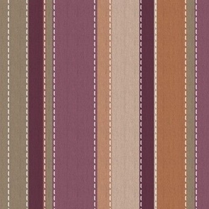 Faux Woven and Stitched Stripes Cream Tan Orchid Purple Rust Orange