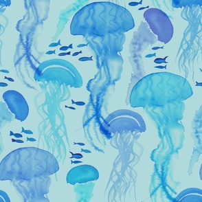 Jellyfish Watercolor - Ocean Sea Creature Green