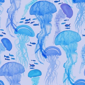 Watercolor Jellyfish - Ocean Sea creature purple