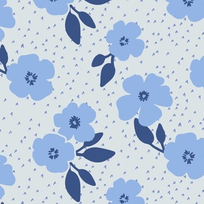 Frenzied Floral Festival in Iced Blueberry in Large Scale