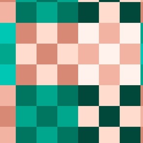 Multicolored checkered board - Greens and pinks