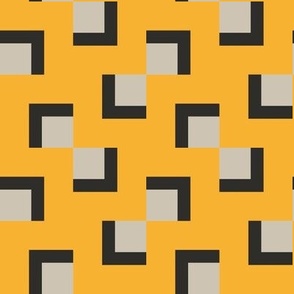 Symmetric Corner Squares in Grey on Vivid Yellow