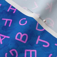 Watercolor alphabet-blue and pink