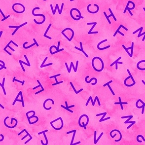 Watercolor alphabet-pink purple