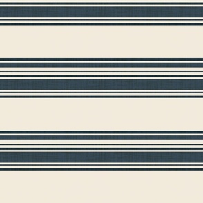 Vintage Linen Stripes: Mid Century Modern Geometric Design in Navy Blue