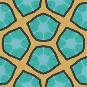 Dinosaur Scales in Teal on Yellow - Large