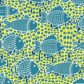 Linocut Fishy Friends // All the Fishies