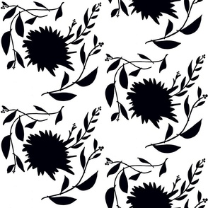 Tropical black flower on white background.