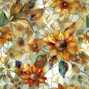 9 Inch Small Rescale of #16574097 ~ Stained Glass Sunflowers