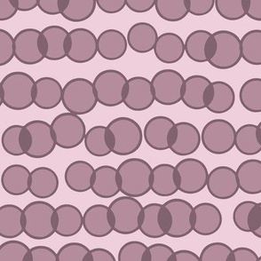 Modern Geometric Hand Drawn Scattered Circles: Messy Rows of Overlapping Circles in Deep Cameo-Pink Monchromatic Tones