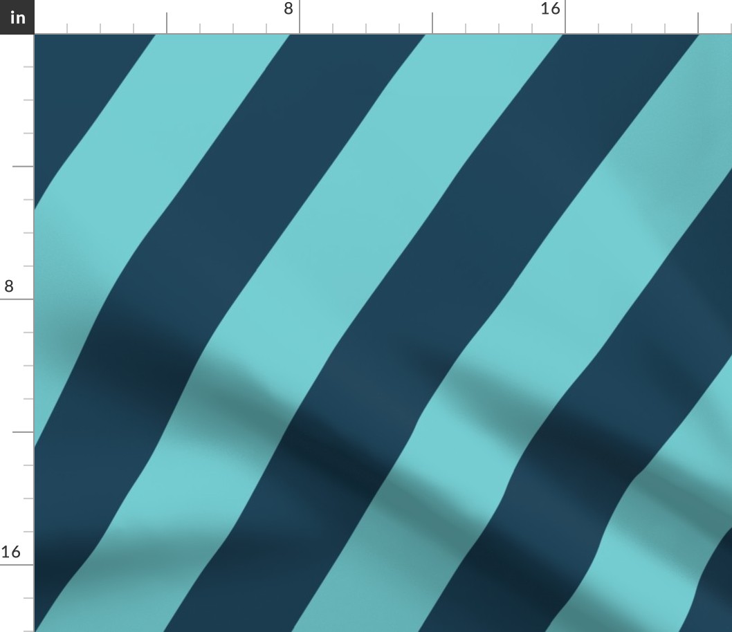 Navy Aqua Stripe || 3" diagonal blues
