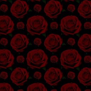 Deep Red Roses on Black