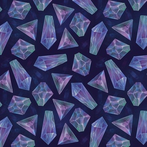(S) Magical glowing crystal pattern in Purple, Aqua and Blue