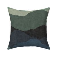 Dark teal to green ombre abstract mountain landscape for boys