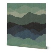 Abstract Mountain Landscape with dark teal to green ombre effect