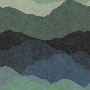 Abstract Mountain Landscape with dark teal to green ombre effect