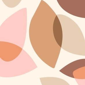 Abstract Retro Botanical Leaves and Petals in Earth Tones Basic Repeat 12in