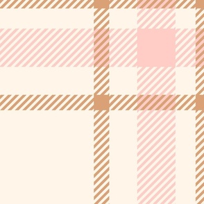 Warm Earth Tones Caramel Tan Pink Check Plaid Tartan Large Scale 24in Repeat