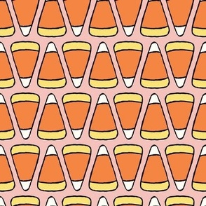 Medium Geometric Cartoon Candy Corn in Soft Pink, Orange, and Yellow for Halloween