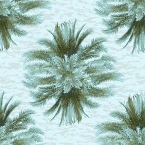 Small Palms Over Water Coastal Decor in Calming Blue