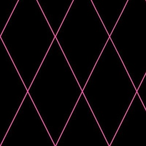Simple Diamond Trellis Lines, Hot Pink on Black