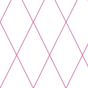 Simple Diamond Trellis Lines, Hot Pink on White