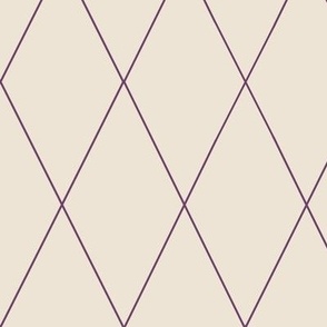 Simple Diamond Trellis Lines, Purple on Tan