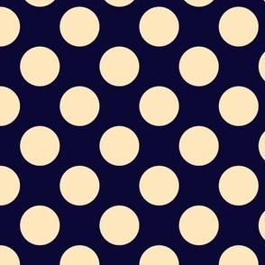 Retro Navy Blue and Beige Polka Dot -Small