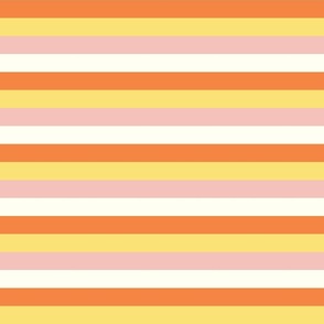 Medium Horizontal Candy Corn Stripes in Orange, Yellow, and Pink for Halloween