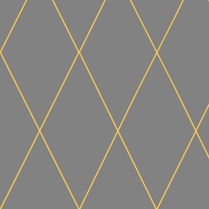 Simple Diamond Trellis Lines, Dandelion on Charcoal Grey