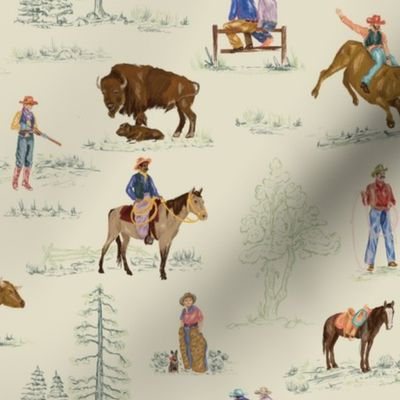 Cheyenne in Khaki; Cowboy Toile, Children's Toile, Cowgirl, Western 