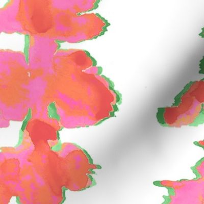 Pink and Orange with Green outlines Double Inkblot 