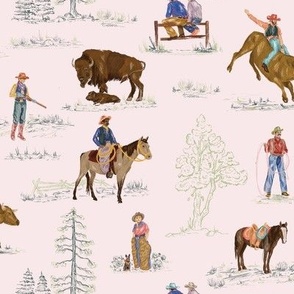 Cheyenne in Shell Pink; Wild West, Yellowstone, Cowgirl, Western Toile