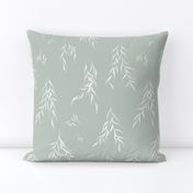 (m) the waltz – dancing willow leaves in pale mint seafoam green | medium scale