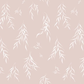 the waltz – dancing willow leaves in pale muted blush pink | large scale