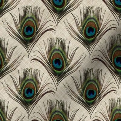 Peacock on linen