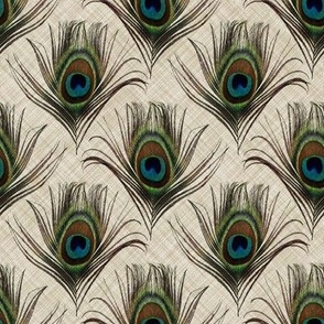 Peacock on linen